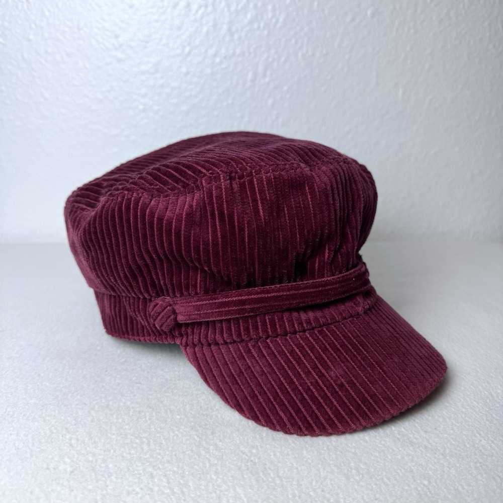 Scala Pronto Fiddler Hat Fisherman Cap Burgundy Red Corduroy Cadet Sailor